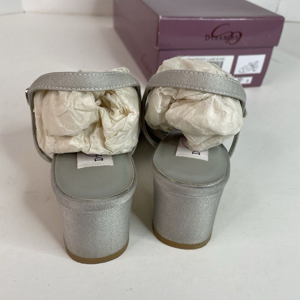 Dyeables Rhapsody Luxe Heels Women’s Size 5 1/2 B, Silver Wedding, Pumps Vintage - Picture 6 of 9
